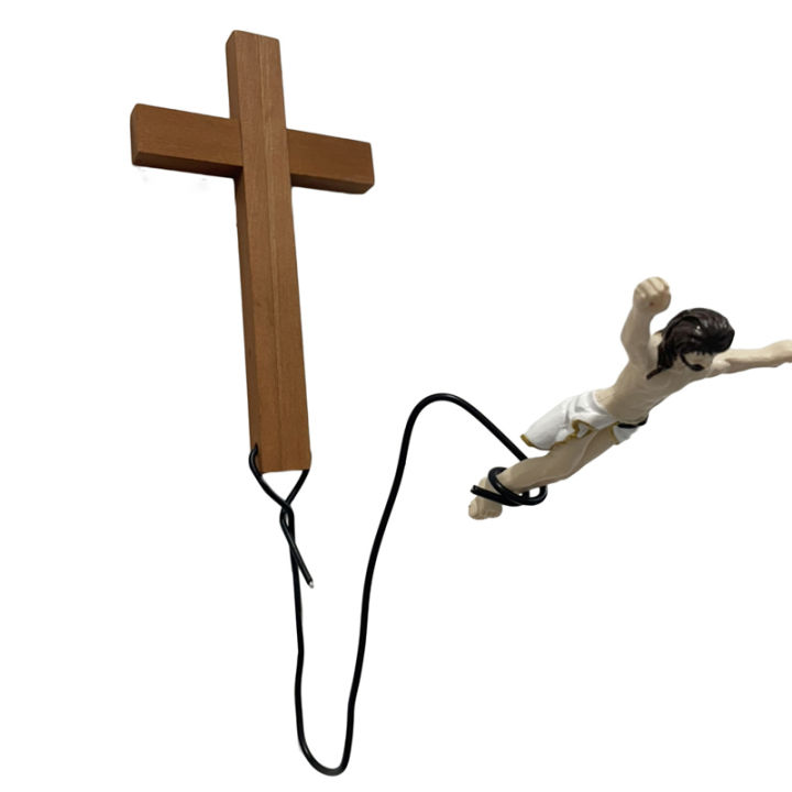 Resin Wall Cross Decoration Funny Bungee Jumping Jesus Crucifix