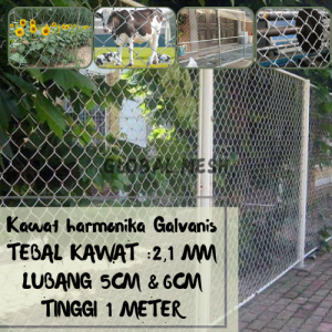 (T1) Kawat Pagar Harmonika Galvanis 21MM Tinggi 1Meter Lubang 5CM & 6CM