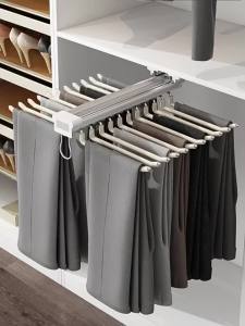 IGDL Built-in ดึงออกกางเกง rackwardrobe กล้องส่องทางไกลเลื่อนกางเกง racktop ติดตั้งดึงออกสองแถวกางเกงชั้นวาง