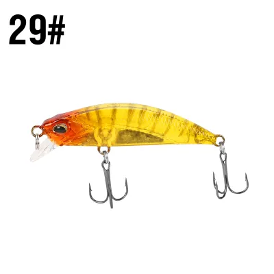 1Pcs 35 Colors Fishing Lure 5g/5cm Sinking Minnow 3D Eyes Laser Trolling Plastic Buzz Bait Lure With 2 Trible Hook