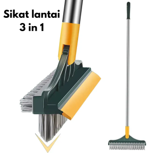 Sikat Pembersih Lantai Multifungsi 3in1 dengan Gagang Panjang dan Sisir Anti Karat