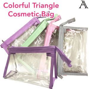 Bag Multipurpose Colorful Triangle PVC Clear Transparent Cosmetic Makeup Bag/Beg Solek Kosmetik Berwarna Segitiga PVC Beg