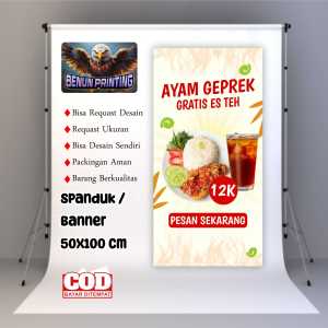 Spanduk Banner 50x100 Ayam Geprek New Bisa Request Desain