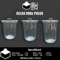 [1 PAK ISI 50 PCS] Gelas plastik OVAL bening 7gram ukuran 12oz 14oz 16oz 18oz / Cup Oval Tebal. 
