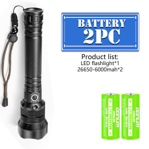 ODNUM luar ruangan senter cahaya kuat quad-core P70LED sumbu teleskopik zoom 1500M iradiasi dua baterai lithium 26650 12000 mAh kapasitas tampilan daya 5 tingkat meredupkan badan paduan aluminium penerbangan IPX6