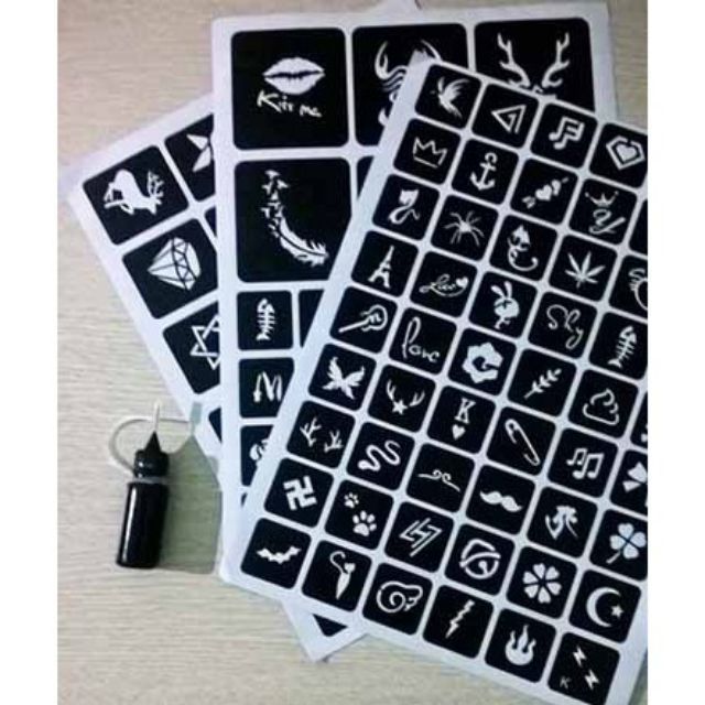 Bộ xăm tạm thời 15 ngày (gồm 1 lọ mực xăm + 1 khuôn xăm)/p