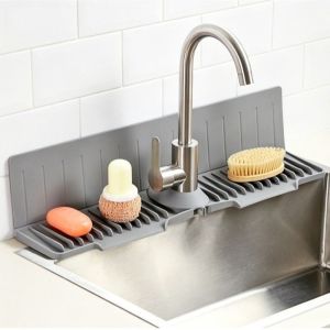 FLYING Chống trượt Tấm lót thoát nước vòi nước 24 inch Silicone Thảm lót bồn rửa chén Tấm chắn bắn 12cm Giá để ráo bát đĩa Sử dụng tại nhà