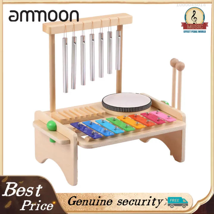 xylophone childrens wooden drum Drum Kids Wooden Instruments Ammoon Wind Chime Combination Set Kids Drum  Set Windchime Xylophone Drum Wood Guiro Scraper 4-in-1 Musical Instruments  Set With Mallets Natural