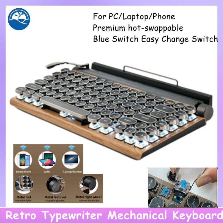 Detest Retro Typewriter Mechanical Keyboard Wireless Bluetooth Keyboard