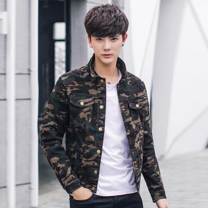 Buy Toodii Men's Autumn Winter Casual Long Sleeve Turn-Down Collar Camouflage  Denim Jacket at Amazon.in