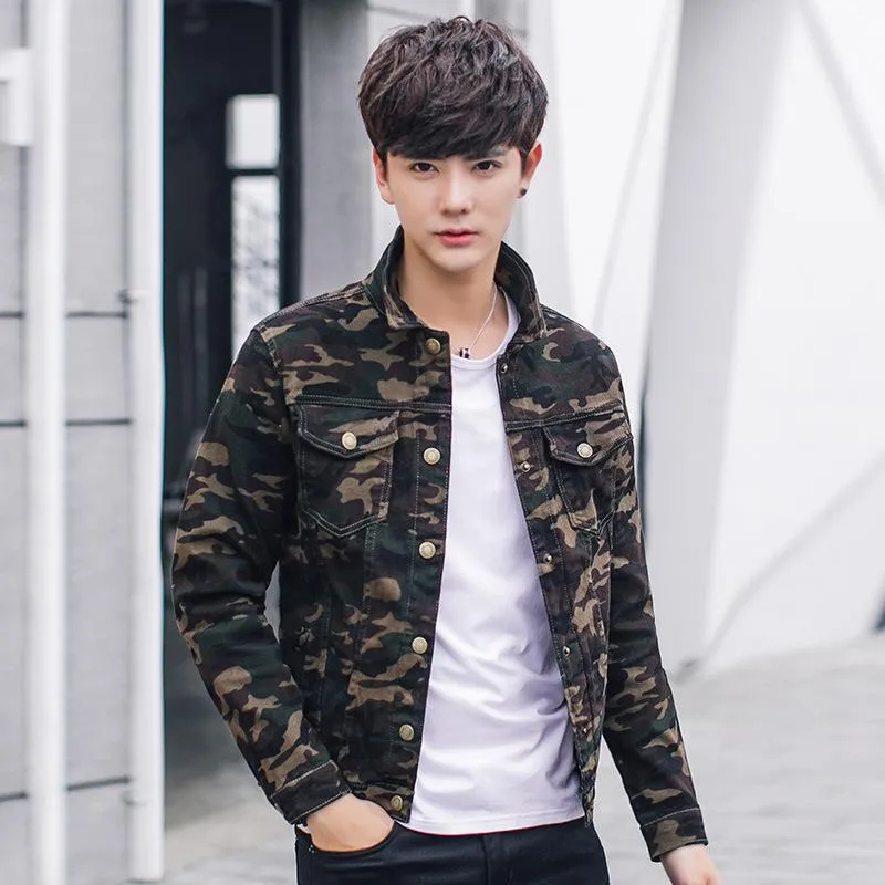 Men camouflage best sale denim jacket