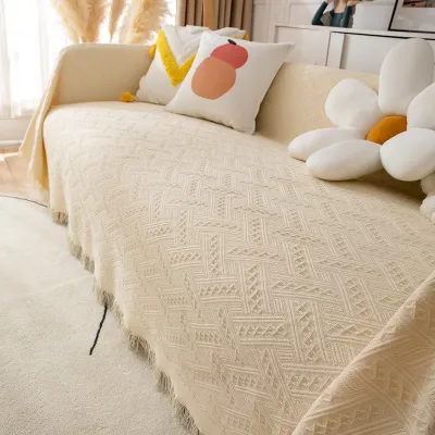 Khăn trải sofa dệt 3D chất liệu vải thô phong cách Bắc Âu