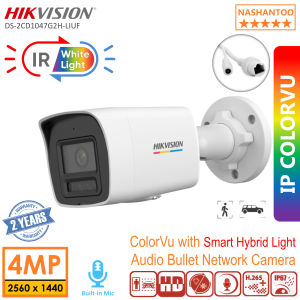 (2025 New) Hikvision 4MP Smart Hybrid Light Audio Bullet Network Camera ColorVu Support Human and Vehicle Detection H.265+ 512GB Storage Built-in MIC IP Camera | DS-2CD1047G2H-LIUF DS-2CD1B47G2H-LIUF