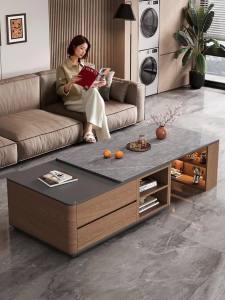 escopic coffee table living room new home small-sized high-end solid wood table rock board tea table