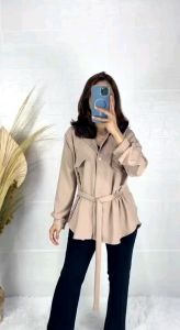 Atasan Kemeja Wanita Naya Top Bahan Shakila Ukuran M sd XL