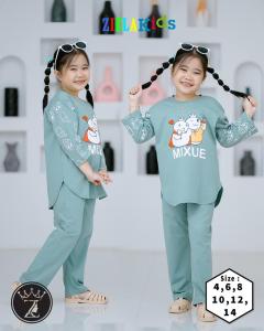 Baju Setelan Stelan One Set Pakaian Anak Perempuan Mixue Viral Terbaru
