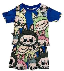 XUXIN Baby Kids Character/Labubu Terno T shirt+Short For Girls Boys Set Clothing Summer T shirt