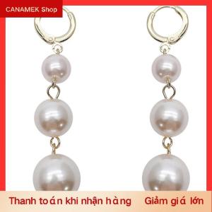 CS Trắng Giả Ngọc Trai Dài Dangle Bông Tai Cho Phụ Nữ Vàng Màu Kim Loại Hoop Bông Tai Wedding Party Thời Trang Trang Sức Thanh Lịch Quà Tặng
