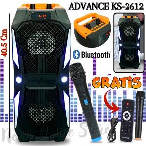 SPEAKER BLUETOOTH ADVANCE KS-2612 FREE MIC WIRELESS KARAOKE + REMOTE - SPEAKER KARAOKE FULL BASS - SPEAKER LED WIRELESS /SALON BLUETOOTH UKURAN BESAR ADVANCE KS-2612 ~ NOS