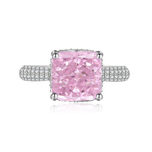 ASIXGOLD S925 Sterling Silver Luxurious Square Ocean Blue Moissanite Ring - Ice Flower Cut Zircon Fashion Jewelry for Women