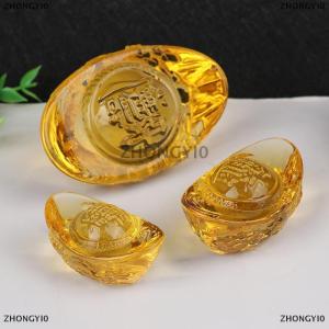 [COD] ZHONGYI0 Chinese Feng Shui Yuan Bao Dragon Pattern Ingot Lucky Blessing Home Ornament