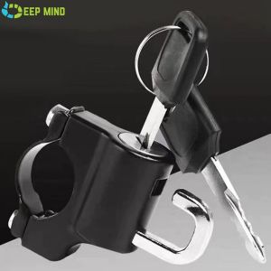 DM Universal Motorcycle Helmet Lock Anti-Theft Helmet Security Lock Metal 22mm-26mm Black with 2 Keys Set