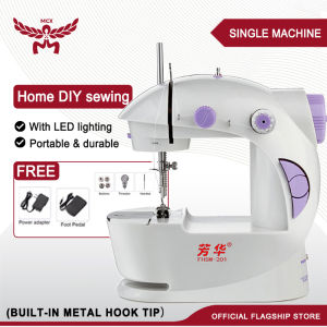 Portable Mini Sewing Machine 4 in 1 Dual Speed with LED Light/ Mesin Jahit Mini/ Mesin Jabit Portable