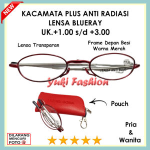 Free Pouch Lipat - Kacamata RABUN DEKAT BACA ANTIRADIASI Model Frame Lipat Bernosepad Engsel Per- Bingkai Simple - Ready UKURAN(+)1.00 SAMPAI (+) 3.00- COCOK UNTUK PRIA DAN WANITA DEWASA