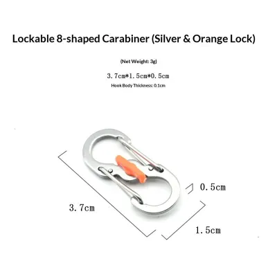 Calcenubes ngoài trời di động khóa hình 8 Carabiner cho ba lô và chìa khóa khóa dây thép không gỉ bền với khóa an toàn