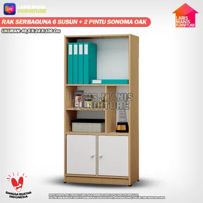 LEMARI RAK BUKU SERBAGUNA RSG 5 RAK KAYU TERBARU MURAH RAK 5 SUSUN DENGAN PINTU RAK SERBAGUNA MINIMALIS