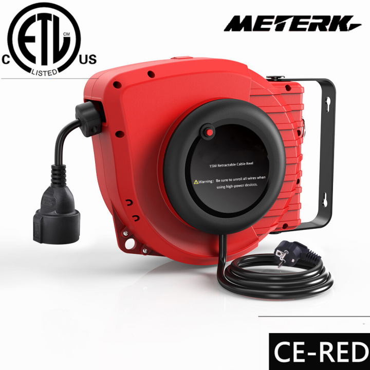 European small auto-rewind retractable power cord mini extension cable reel