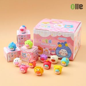 ตุ๊กตา พร้อมส่ง กล่องสุ่มโมเดลจิ๋ว โมเดลจิ๋ว 12 ราศี ( 24จุ่ม )  เนื้อวัสดุซิลิโคน กลุ่องจุ่มราศี กล่องสุ่มเรซิ่น ของเล่นเด็ก