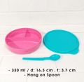 Tupperware Kiddos Bowl with Spoon 350ml 1pc Satuan dengan sendok hang on spoon tempat bekal anak wadah nasi sayur dengan sekat 3 350 ml bawa bekal anak makanan buah lucu imut  bagus awet praktis murah promo diskon go green lolly tup pink hijau orange ungu. 