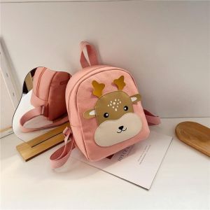 YUDESHUI Hình in hình con nai Ba lô trẻ em Canvas Màu sắc thời trang Cặp sách Little Deer Thoáng khí Phim hoạt hình Ba lô cho trẻ biết đi Trường mẫu giáo