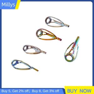 Millys 1ชิ้นแหวนนำปลายด้านบนสีเงิน สีรุ้งปราศจากการพันกันสำหรับอุปกรณ์ตกปลาคันเบ็ดหมุน