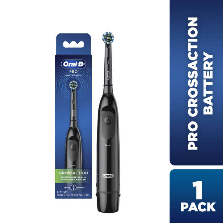 ORAL-B Pro Battery Toothbrush Cross Action Black | Lazada