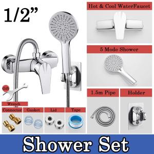 10 in 1 Wall Mounting Shower Set for Bathroom with Water Heater Faucet and Hot Cold Mixing Valve