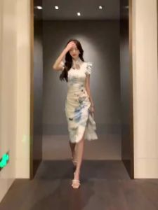 Sườn Xám Cách Tân Cao Cấp Phong Cách Trung Hoa Cổ Điển Màu Sắc Nhẹ Nhàng Dành Cho Nữ#X0615