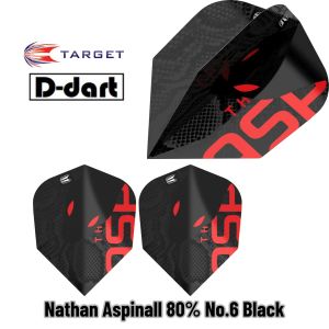 TARGET DARTS FLIGHT - Nathan Aspinall 80% No.6 Black DART FLIGHTS 3PCS/PACK