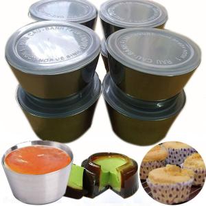 Bộ 10 Khuôn Làm Bánh Inox 304 Có Nắp (7cm)  Làm Bánh Flan  Rau Câu  Cupcake Làm Đá Không Gỉ