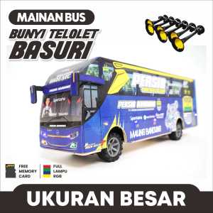 Mainan Bus telolet basuri ukuran besar nyala lampu bunyi telolet