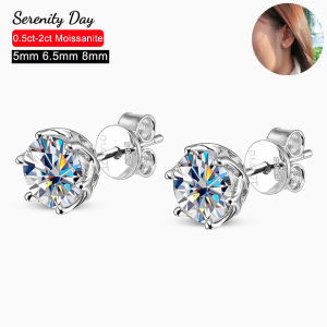 Serenity 0.5ct 1ct 2ct D Color Moissanite Earrings Women Gift Original S925 Sterling Silver Sparkling Lab Diamond Stud Earrings2026