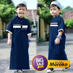 Jubah Gamis Anak Laki Laki Model Maroko Baju Koko Anak Bonus Peci