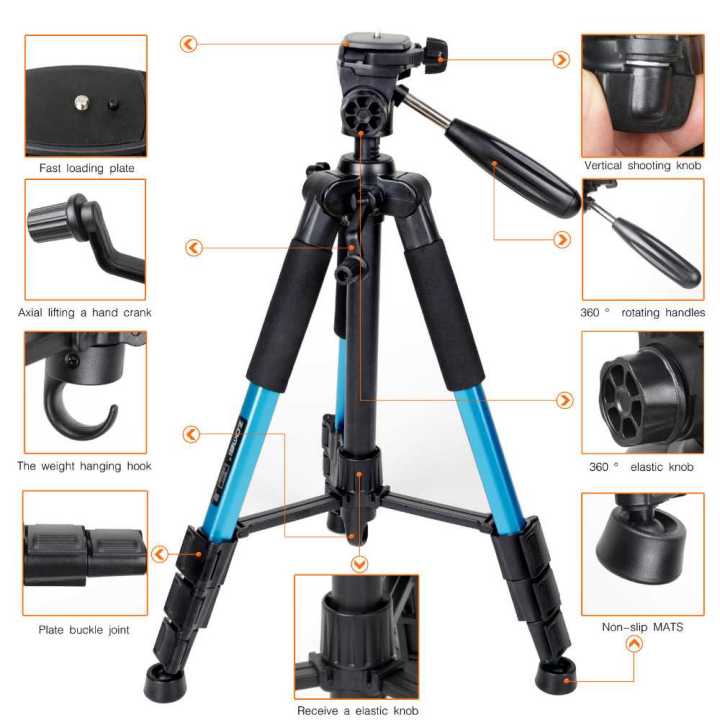 Professional DSLR Tripod Pan Head 145 CM Portable Tripot Kamera
