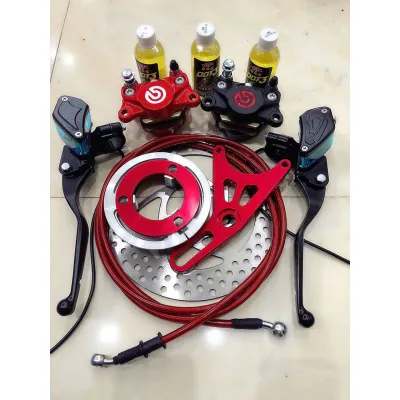 [ tặng dầu ]Combo phanh đĩa sau kèm tay phanh bình dầu liền gắn mọi dòng xe độ phanh đĩa sau xe điện