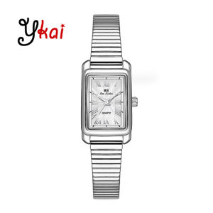 Ykai New Arrival Fashion Womens Watches Stainless Steel Strap Alloy Case Waterproof Quartz Casual Watches Diamonds Rhinestone Luxury Ladies Square Shape Female Elegant Wrist Watches