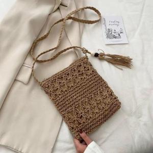 YOOXI กระเป๋าชายหาดวันหยุดริมทะเลกระเป๋าสะพายเดี่ยวกระเป๋าทอมือความจุขนาดใหญ่