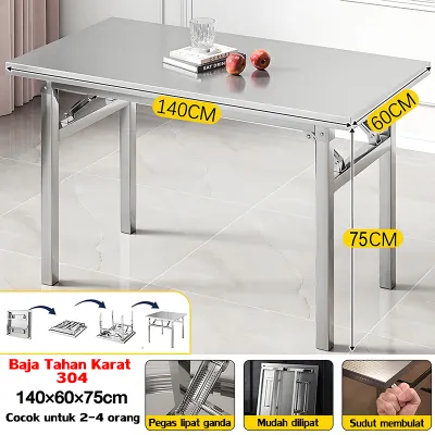 [COD]Meja Lipat Stainless Meja Lipat Portable Meja Lipat Makan Stainless Meja Pelatihan Serbaguna Meja Bar Dapur Lipat Meja Belajar Lipat
