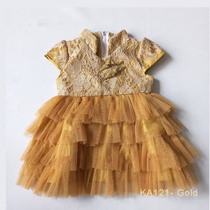 Baju Warna Gold Untuk Pesta Bayi Usia 0 6 Bulan Dress Gold Party Baby 6 12 Bulan Gaun Bling Mewah Model Korean Style Terbaru Bagus Import Warna Emas Gold KA117