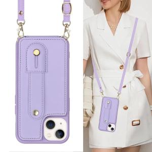 Crossbody Neckband Lanyard Wristband Wallet Leather Case for iPhone 16 Pro Max 15 Plus 14 11 12 13 XS SE 2022 Cards Holder Cover
